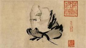 (五代)石恪《二祖调心图》35.3×63.1cm 日本东京国立博物馆藏 高精复制品