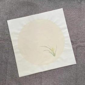 宣纸【蜡染水印团扇】半熟宣35*35cm 10张/袋（浅米 春兰）