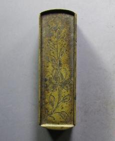 传世美品、文房雅藏、刻铜工艺、民国花卉铜印章盒