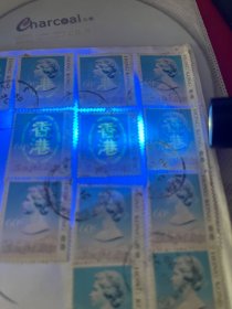 贴香港现代邮票 1987年 R36 女皇伊丽莎白二世17枚票，均有荧光，挂号实寄封