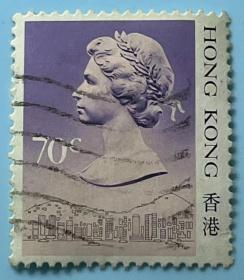 香港1991年女皇伊利沙伯二世 第五组 70分信销（有荧光）品相如图