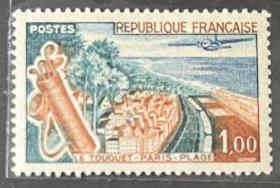 法国邮票1962年  旅游风光-海滨浴场1全新