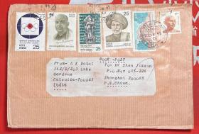 贴印度邮票奥运、名人建筑等6枚实寄封（实寄本人）