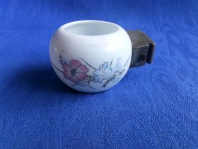 创汇期中国景德镇底款花卉描银鸟食碗罐.怀旧老物件