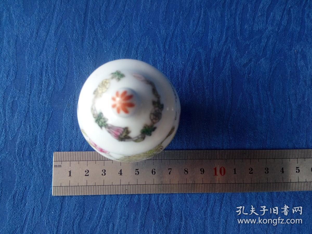 建国后创汇期回流精品景德镇粉彩手绘花鸟动物微型将军罐文房摆件 小品大样