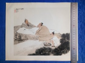 任伯年人物画印刷品图片对弈图.两位高士棋逢对手在黑白之间进行智慧的较量乐在其中