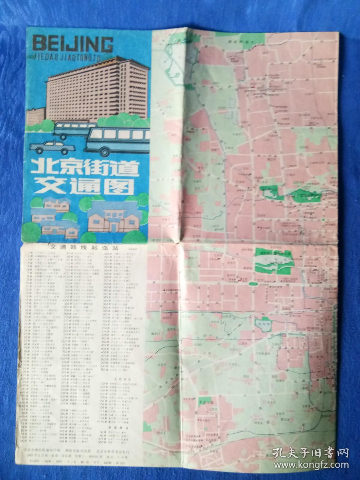 1987年北京街道交通图北京市交通路线示意图