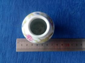 建国后创汇期回流精品景德镇粉彩手绘花鸟动物微型将军罐文房摆件 小品大样