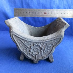 晚晴民国浮雕花卉瓦当式陶香炉家居会所民宿香薰陈列影视剧道具怀旧老物件收藏