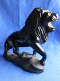 5678精品创汇期60年代抚顺煤精石塑雕刻雄狮摆件