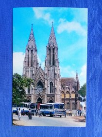 外国风光建筑明信片迈索尔大教堂建于1840年哥特式建筑有高达165米的尖顶.纸制品趣味收藏