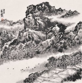 黄必济真品国画，水墨山水画1。黄必济(黄开)，广西南宁市人，山水画家，广西美术家协会会员，广西民盟美术院副院长，南宁市兴宁区美协副主席。