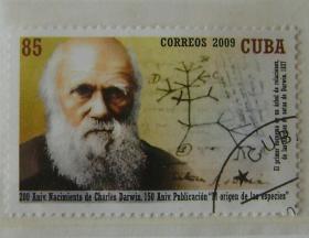 邮票，老邮票，达尔文纪念邮票，达尔文诞辰200周年邮票，古巴邮票2009年达尔文200周年纪念销 外国邮票，少见！正品保真，非常稀有难得，意义深远，可谓古邮票收藏的珍品，孤品，神品
