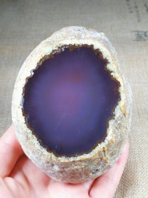 紫水胆玛瑙原石，“紫水胆”，玛瑙原石“一汪水”，大块头近1斤半重，独特之美，极为罕见，花色精美绝伦，非常漂亮，极为稀有罕见，可遇不可求，百年难得一件，极为罕见十分难得，收藏佳品