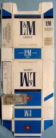 美国- L&M烟带内舌和防伪标志--3D立体烟盒、烟标甩卖，实拍，可折叠成盒