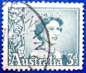 伊丽莎白女王二世--澳大利亚邮票--早期外国邮票甩卖--实拍--包真