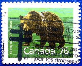 狗熊，棕熊--加拿大邮票--早期外国邮票甩卖--实拍--包真，