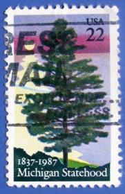 美国密歇根松树--美国邮票--早期外国邮票甩卖--实拍--包真--店内多
