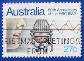 美国广播公司成立50周年--澳大利亚邮票--早期外国邮票甩卖--实拍--包真--店内多