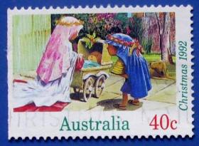 1992年圣诞节快乐--澳大利亚邮票--早期外国邮票甩卖--实拍--包真