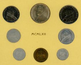 闲山集推荐世界硬币——梵蒂冈1962年第二大公会议原包装一套8枚（永久保真）