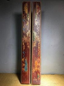 木胎漆器描金彩绘镇纸  一对  分量很足  长53.5CM