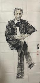 -山东画家-------【赵建成1949年生】《徐悲鸿画像》【现当代画家参展，笔会及藏家交流作品，所有拍品，保证纯手绘，发现印刷，赔偿10倍】-------