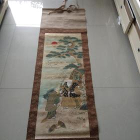 【26】    老画轴     挂轴     立轴    绢本绫裱     画芯尺寸：110CM×40CM       收藏品   卷轴