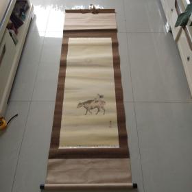 【16】    老画轴    挂轴   牧牛图      立轴   绢本 绫裱    眭士   画芯尺寸：105CM×40CM       收藏品   卷轴