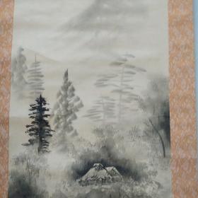 【34】    老书画画轴     春峰    山水风景图       挂轴     立轴    绢本绫裱     画芯尺寸：105CM×40CM       收藏品   卷轴