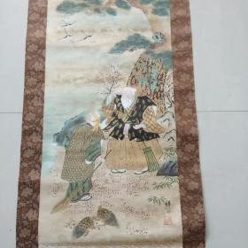 【26】    老画轴     挂轴     立轴    绢本绫裱     画芯尺寸：110CM×40CM       收藏品   卷轴