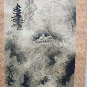 【34】    老书画画轴     春峰    山水风景图       挂轴     立轴    绢本绫裱     画芯尺寸：105CM×40CM       收藏品   卷轴