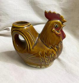 茶壶‘酒壶，鸡型，黄釉’