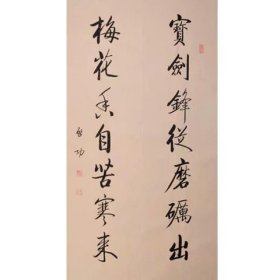 近代仿品毛笔手写精品启功老师作品字画书法大师对联宝剑锋从磨砺出梅花香自苦寒来