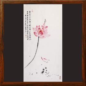 荷花鱼儿蜻蜓8189新中式字画入户玄关装饰画寓意好走廊挂画