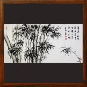 水墨竹子画8038四尺横幅花鸟画国画书法客厅办公室沙发背景画