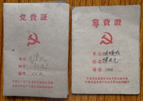 粤中区委*费证。50、60年代、同一人2件，尺寸品相见图，