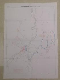 原版湖南方面祁县洪桥、全县零陵敌我态势图。礼陵仙岳山黄冈岭黄田五陂下黄土岭防守。长沙永安市镇头市易家湾宁乡防线。永丰龙王殿桥亭子青树坪黑田铺龙奥桥进攻路线。祁阳洪桥白鹤铺八塘五塘新桥鸡窝山铁关铺下牌冲九渡铺衡阳泉湲市攻守。茶陵攸县安仁黄泥堡大陂市来阳清水铺官桥笔架山进攻路线。尺寸60*40cm，折寄。原版图，档案密封塑袋保存好，纸边黄斑。抗战史料。