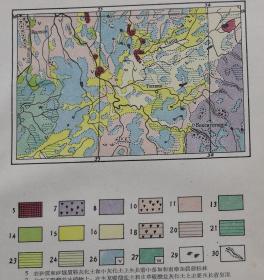 垅岗景观平面图。岩层、低地、湖泊景区。2张。尺寸37*25、25*18cm，折寄。