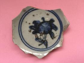 明代青花花卉纹碗瓷片标本