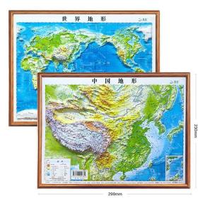 地图2021新版挂图 3D凹凸立体中国地形世界地形 学生初中生地图书