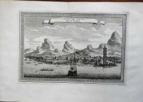 稀缺 ， 版画 《中国福州港口--帆船宝塔  》，  约1748年出版,