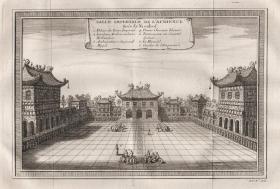 稀缺铜版画版画，中国，北京庙宇，皇宫， 约1750年出版