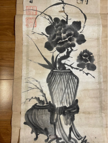 中国美术  挂轴  古董   肉笔纸本  古美术   清供图   古物  卷轴     茶具