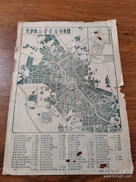 老地图 天津市新华书店分布图 1981年 平铺16K 保真包老