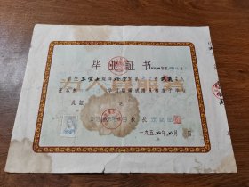 毕业证 东阳中学 1957年 带照片 校长印鉴 浙江省东阳中学 东阳县人民委员会印   8K  保真包老