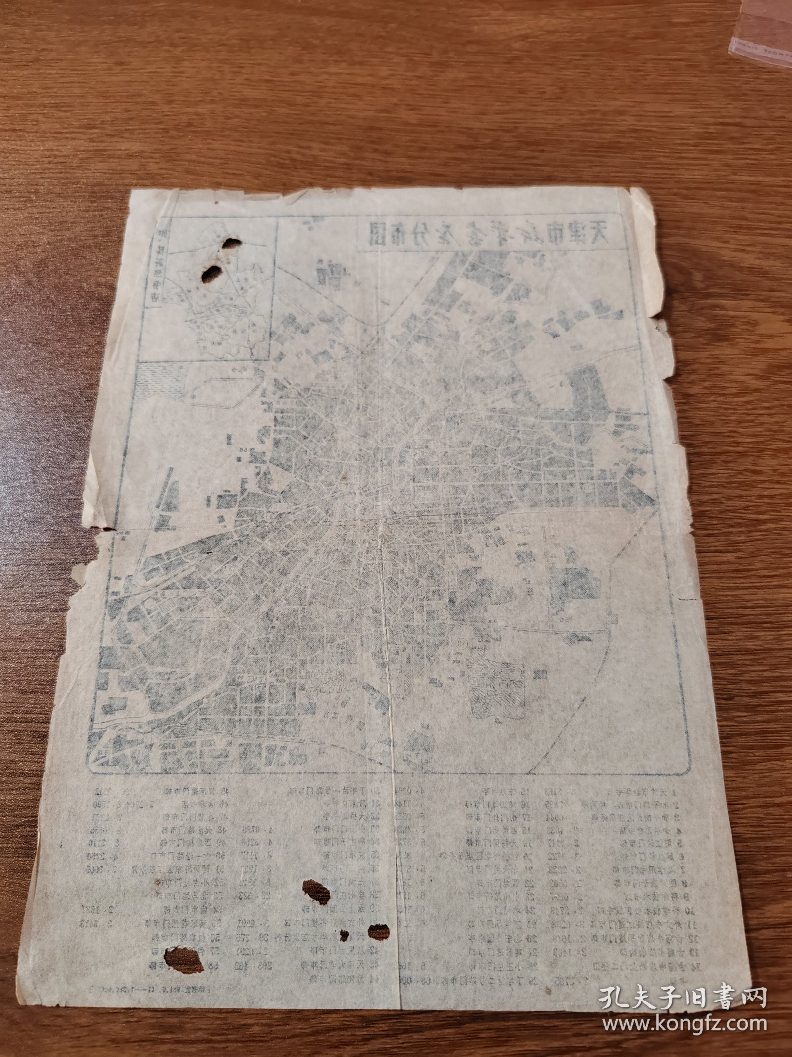 老地图 天津市新华书店分布图 1981年 平铺16K 保真包老