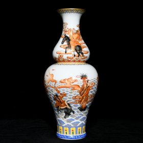 乾隆矾红描金八仙纹葫芦瓶，36.5cm直径16cm，价5040