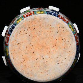 明青花五彩梵文出戟盖罐