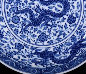 清雍正青花龙纹盘 尺寸5.6*27厘米 价格3600